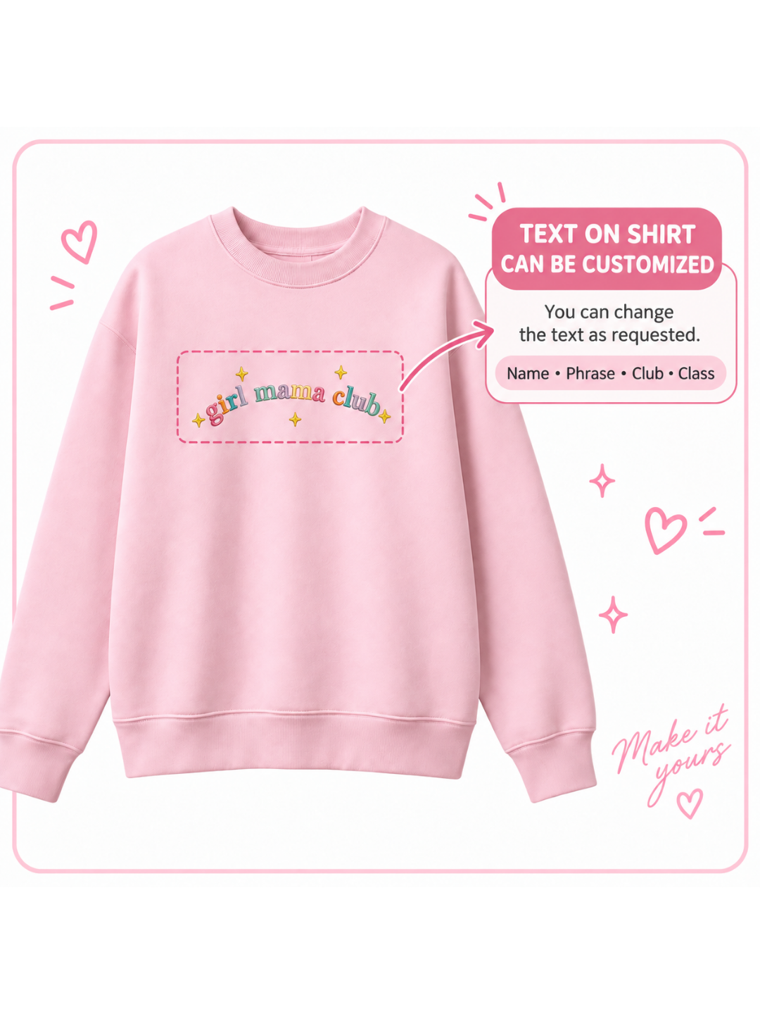 Chaotic Mom Custom Embroided Boy Mama Club Pastel Rainbow Sweatshirt