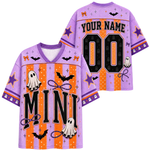 Chaotic Mom Spooky Season Mama Purple Orange Stripes Mesh Jersey