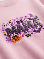 Chaotic Mom Custom Embroided Cute Spooky Mama Glitters Pumpkin Bat Sweatshirt