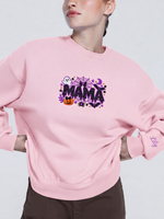 Chaotic Mom Custom Embroided Cute Spooky Mama Glitters Pumpkin Bat Sweatshirt