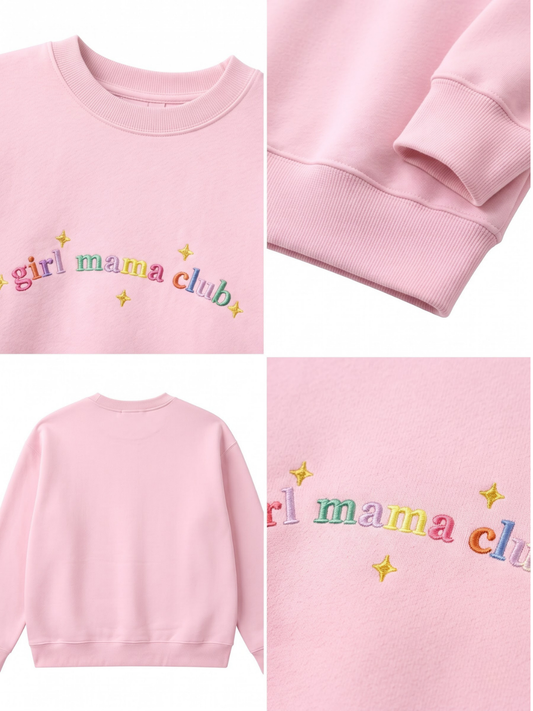 Chaotic Mom Custom Embroided Boy Mama Club Pastel Rainbow Sweatshirt