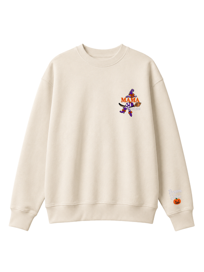 Chaotic Mom Custom Embroided Mama Est Year Witch Legs Broomstick Crewneck Sweatshirt