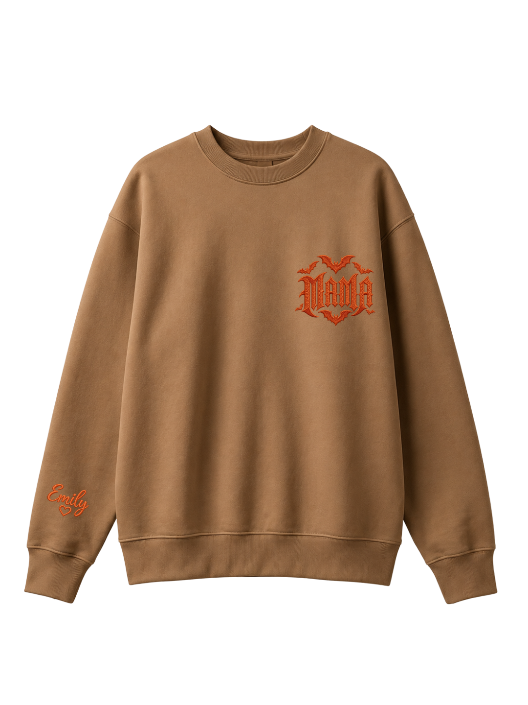 Chaotic Mom Custom Embroided Spooky Gothic Mama Bats Heart Chest Sweatshirt