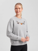 Chaotic Mom Embroided Cute Halloween Charm Garland Bat Spider Web Neckline Crewneck Sweater