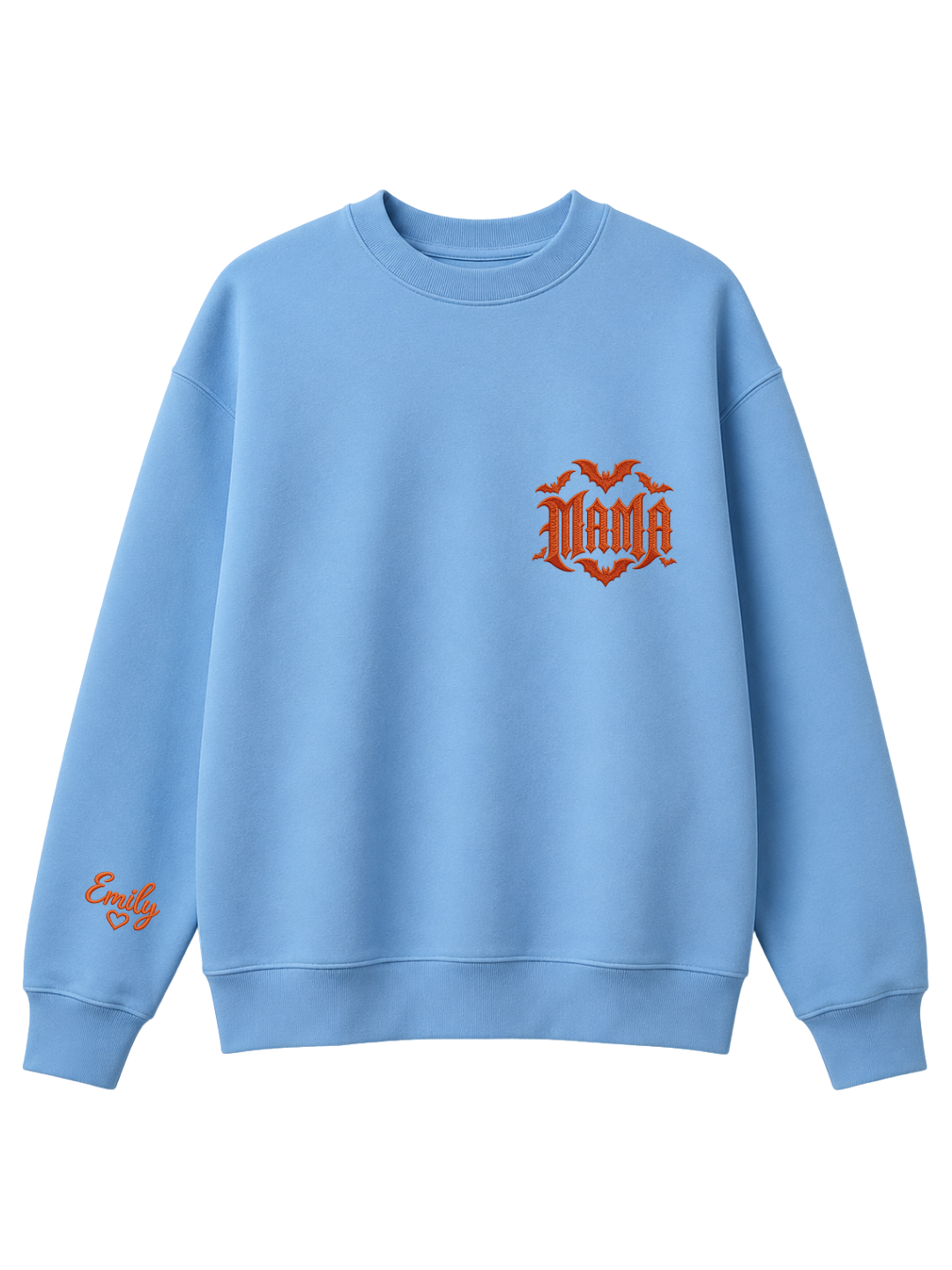 Chaotic Mom Custom Embroided Spooky Gothic Mama Bats Heart Chest Sweatshirt