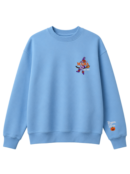 Chaotic Mom Custom Embroided Mama Est Year Witch Legs Broomstick Crewneck Sweatshirt