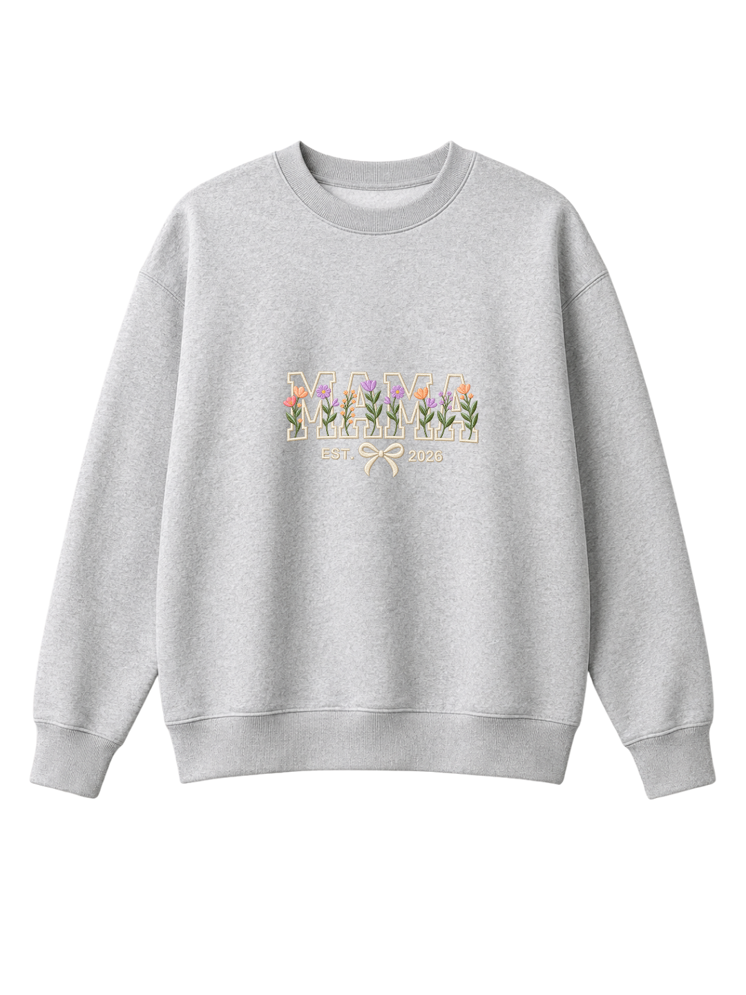 Chaotic Mom Custom Embroided Aesthetic Wildflower Mama Ribbon Bow Est Year Sweatshirt