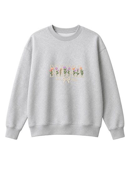 Chaotic Mom Custom Embroided Aesthetic Wildflower Mama Ribbon Bow Est Year Sweatshirt