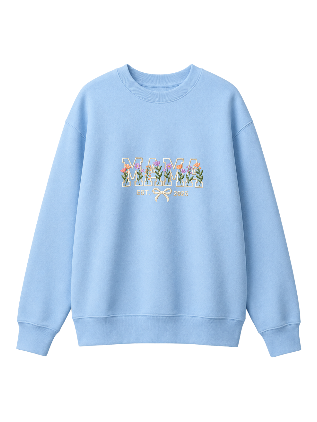Chaotic Mom Custom Embroided Aesthetic Wildflower Mama Ribbon Bow Est Year Sweatshirt