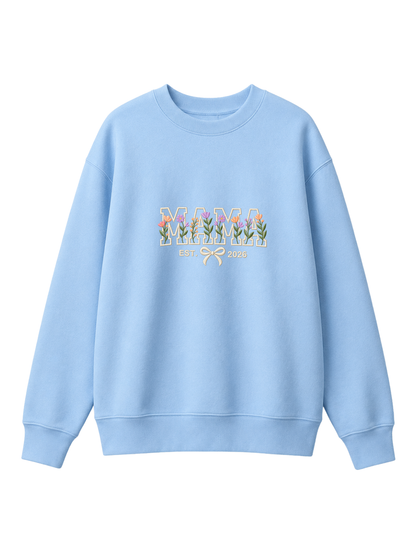 Chaotic Mom Custom Embroided Aesthetic Wildflower Mama Ribbon Bow Est Year Sweatshirt