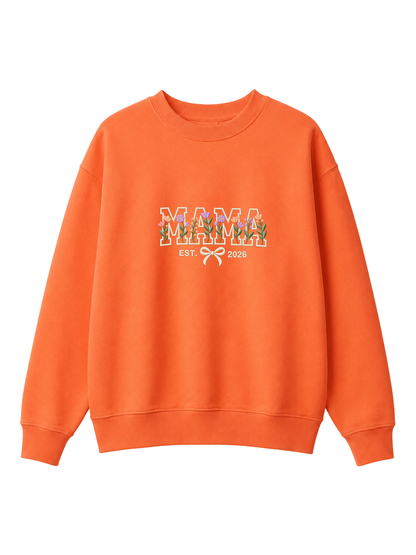 Chaotic Mom Custom Embroided Aesthetic Wildflower Mama Ribbon Bow Est Year Sweatshirt