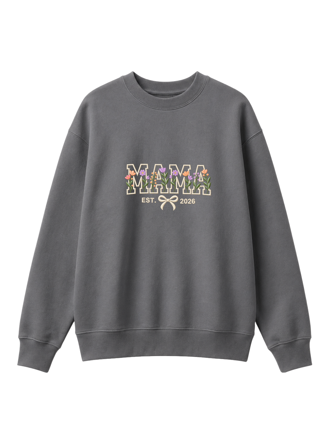 Chaotic Mom Custom Embroided Aesthetic Wildflower Mama Ribbon Bow Est Year Sweatshirt