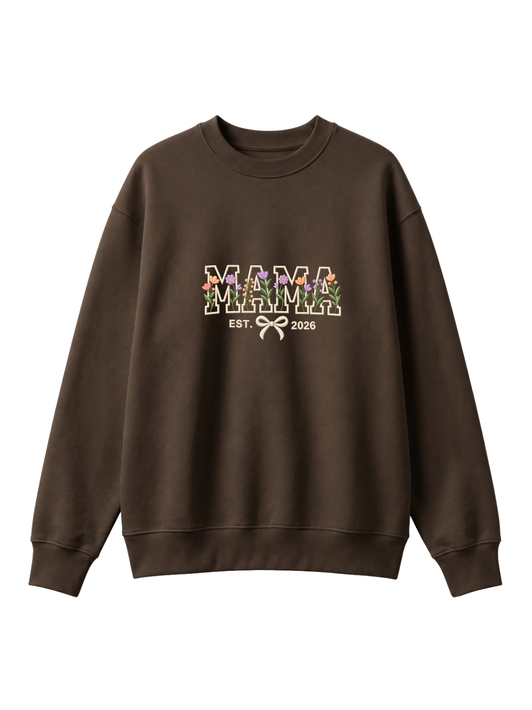 Chaotic Mom Custom Embroided Aesthetic Wildflower Mama Ribbon Bow Est Year Sweatshirt