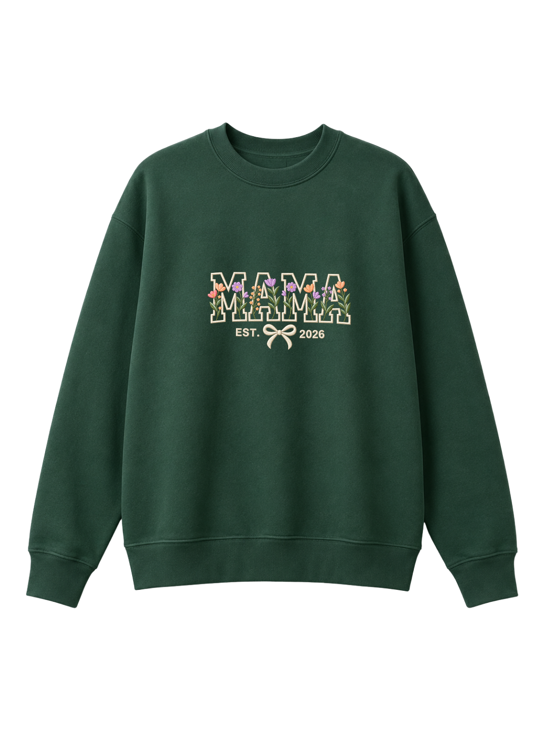 Chaotic Mom Custom Embroided Aesthetic Wildflower Mama Ribbon Bow Est Year Sweatshirt