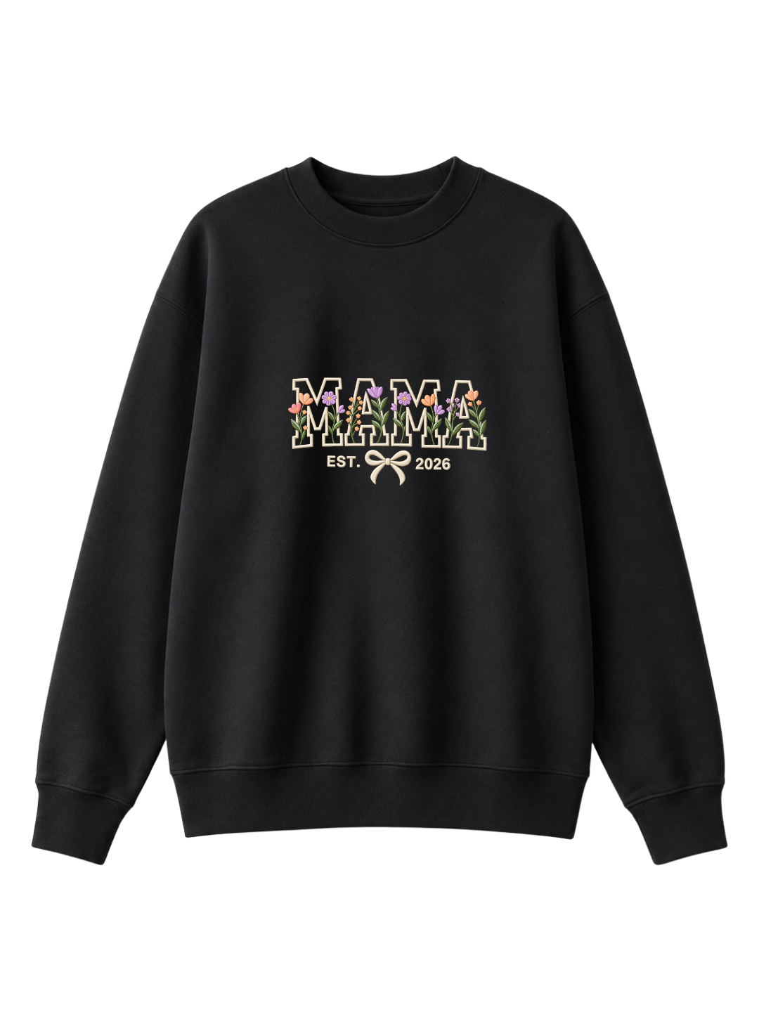 Chaotic Mom Custom Embroided Aesthetic Wildflower Mama Ribbon Bow Est Year Sweatshirt