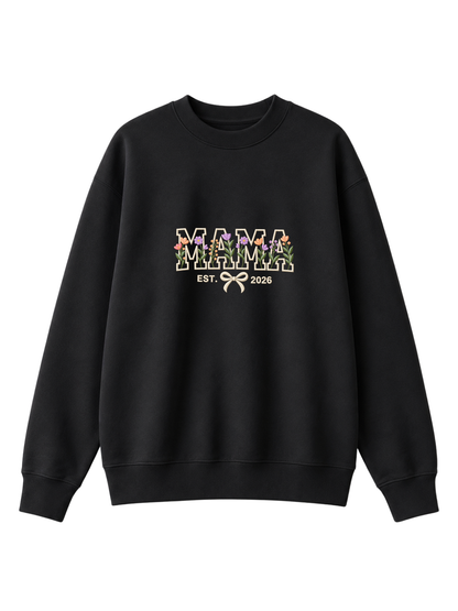 Chaotic Mom Custom Embroided Aesthetic Wildflower Mama Ribbon Bow Est Year Sweatshirt