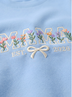 Chaotic Mom Custom Embroided Aesthetic Wildflower Mama Ribbon Bow Est Year Sweatshirt
