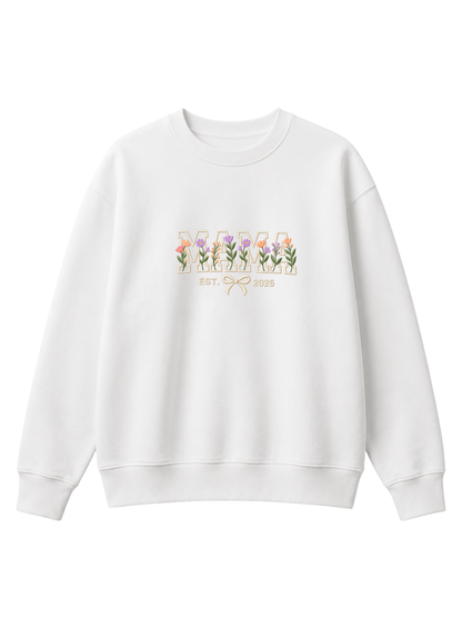 Chaotic Mom Custom Embroided Aesthetic Wildflower Mama Ribbon Bow Est Year Sweatshirt
