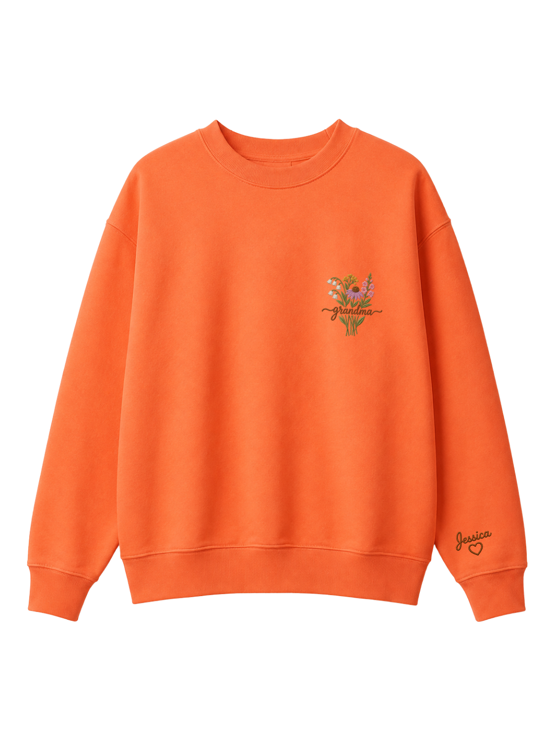 Chaotic Mom Custom Embroided Botanical Grandma Wildflower Bouquet Sweatshirt
