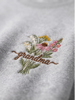 Chaotic Mom Custom Embroided Botanical Grandma Wildflower Bouquet Sweatshirt