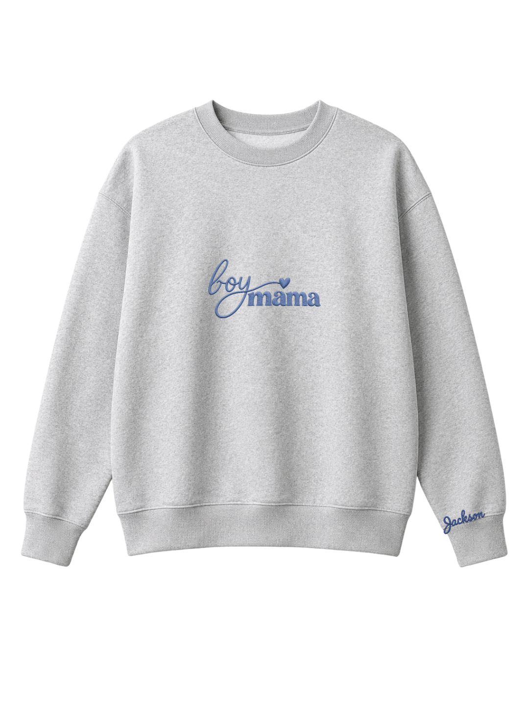 Chaotic Mom Custom Embroided Boy Mama Cursive Script Heart Sweatshirt