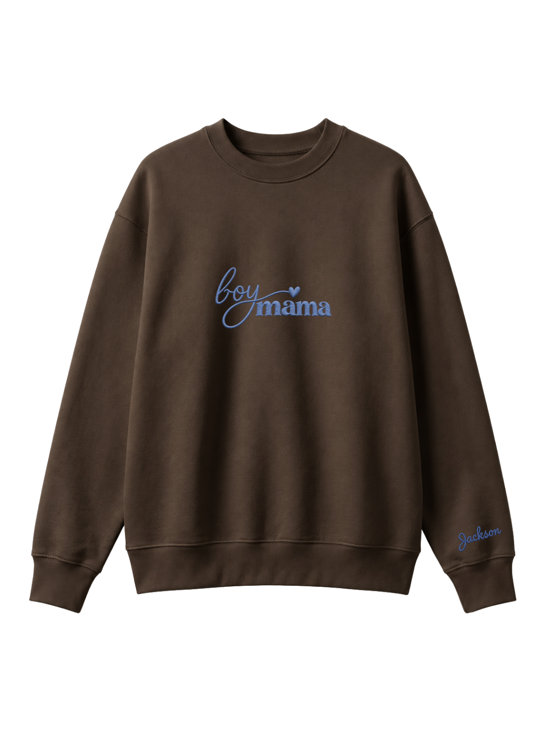 Chaotic Mom Custom Embroided Boy Mama Cursive Script Heart Sweatshirt