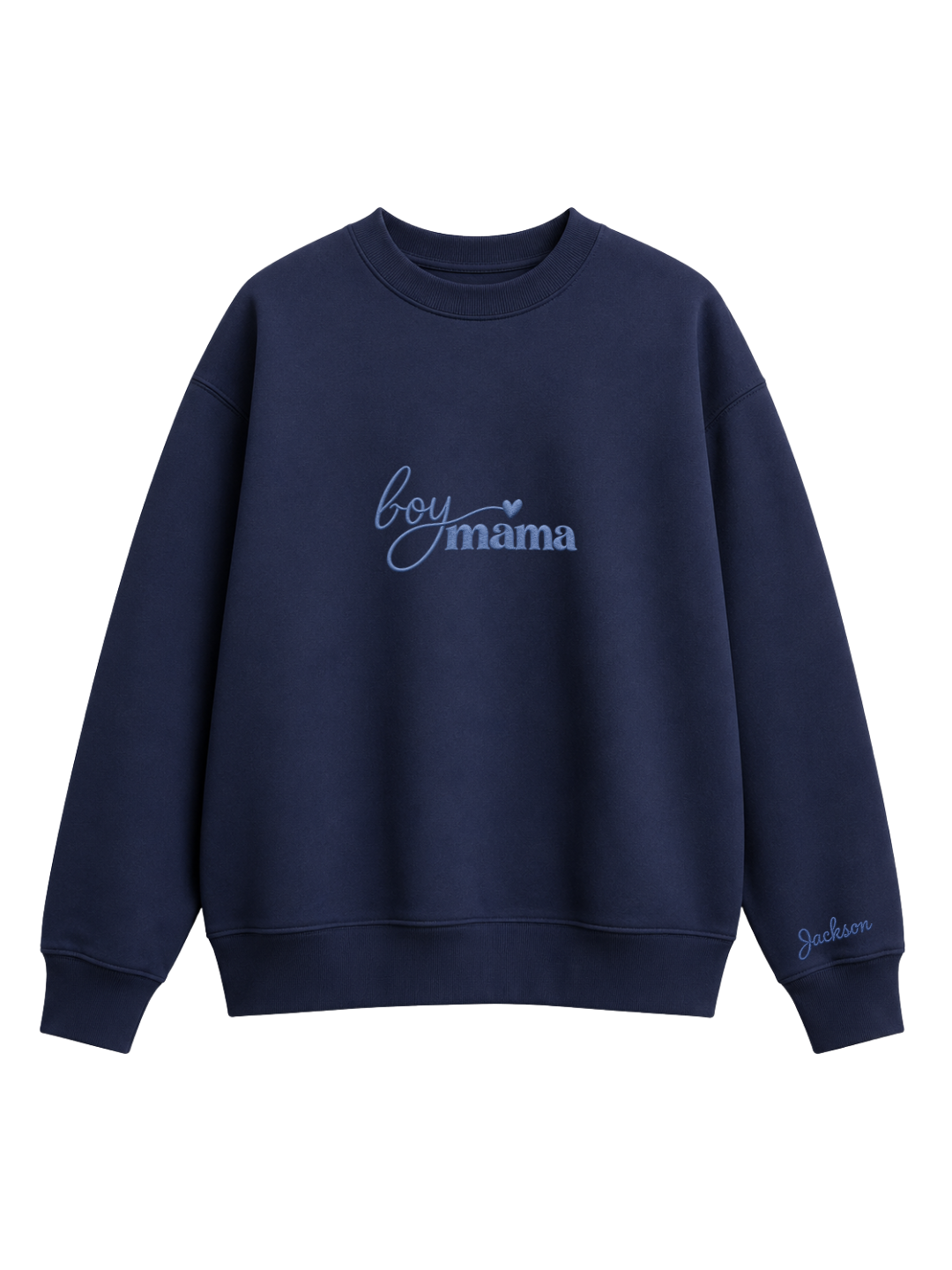 Chaotic Mom Custom Embroided Boy Mama Cursive Script Heart Sweatshirt