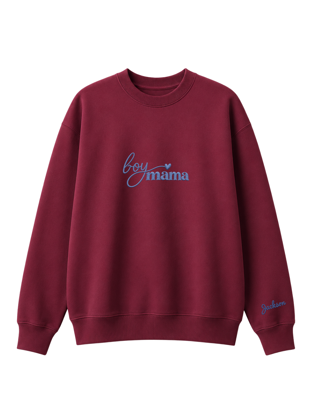 Chaotic Mom Custom Embroided Boy Mama Cursive Script Heart Sweatshirt