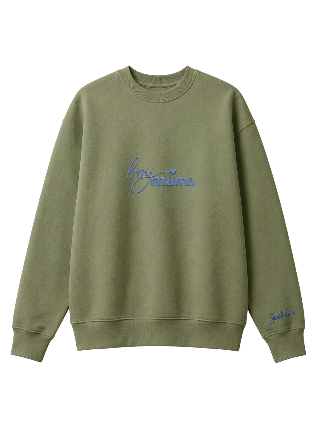 Chaotic Mom Custom Embroided Boy Mama Cursive Script Heart Sweatshirt