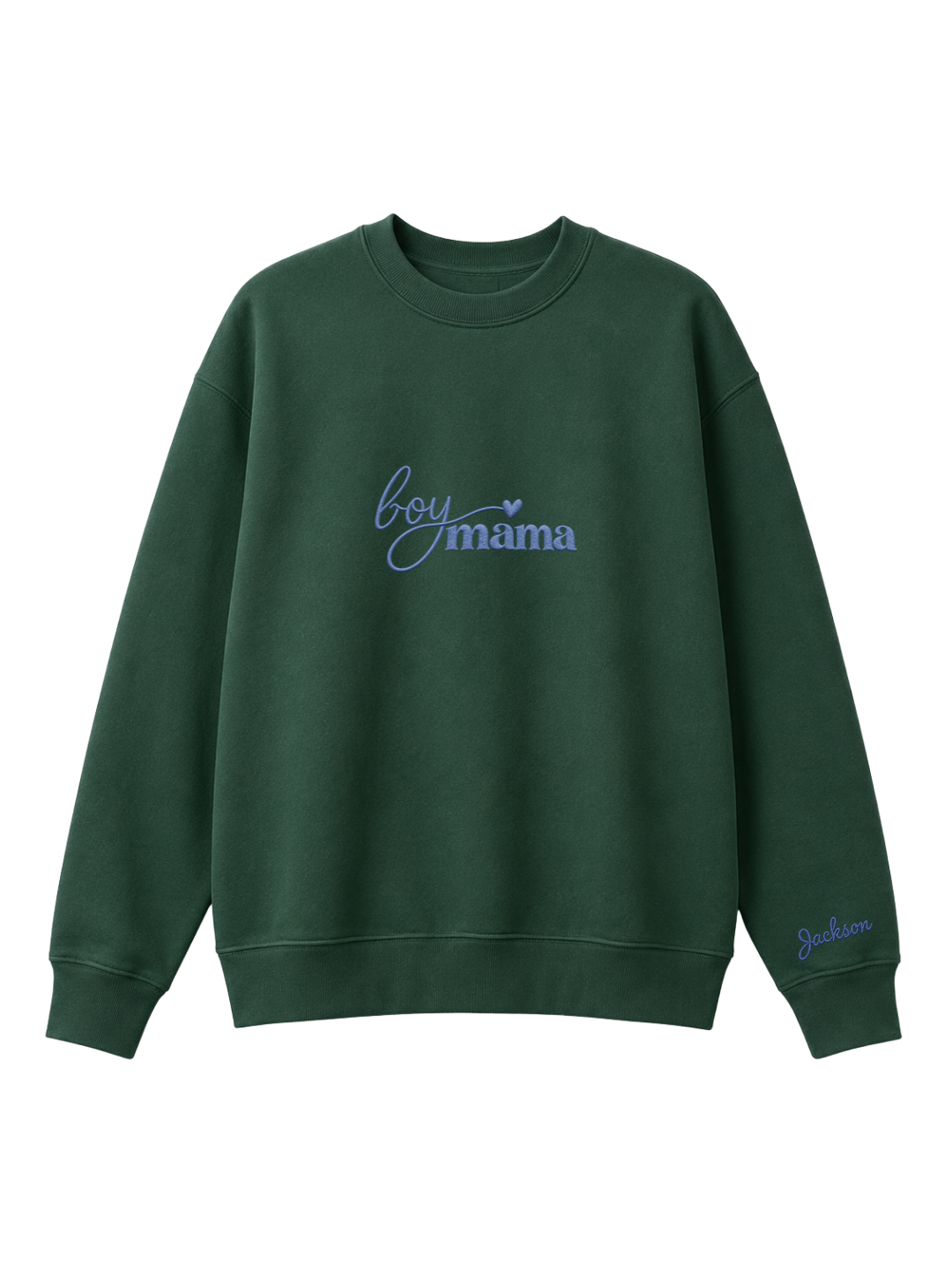 Chaotic Mom Custom Embroided Boy Mama Cursive Script Heart Sweatshirt