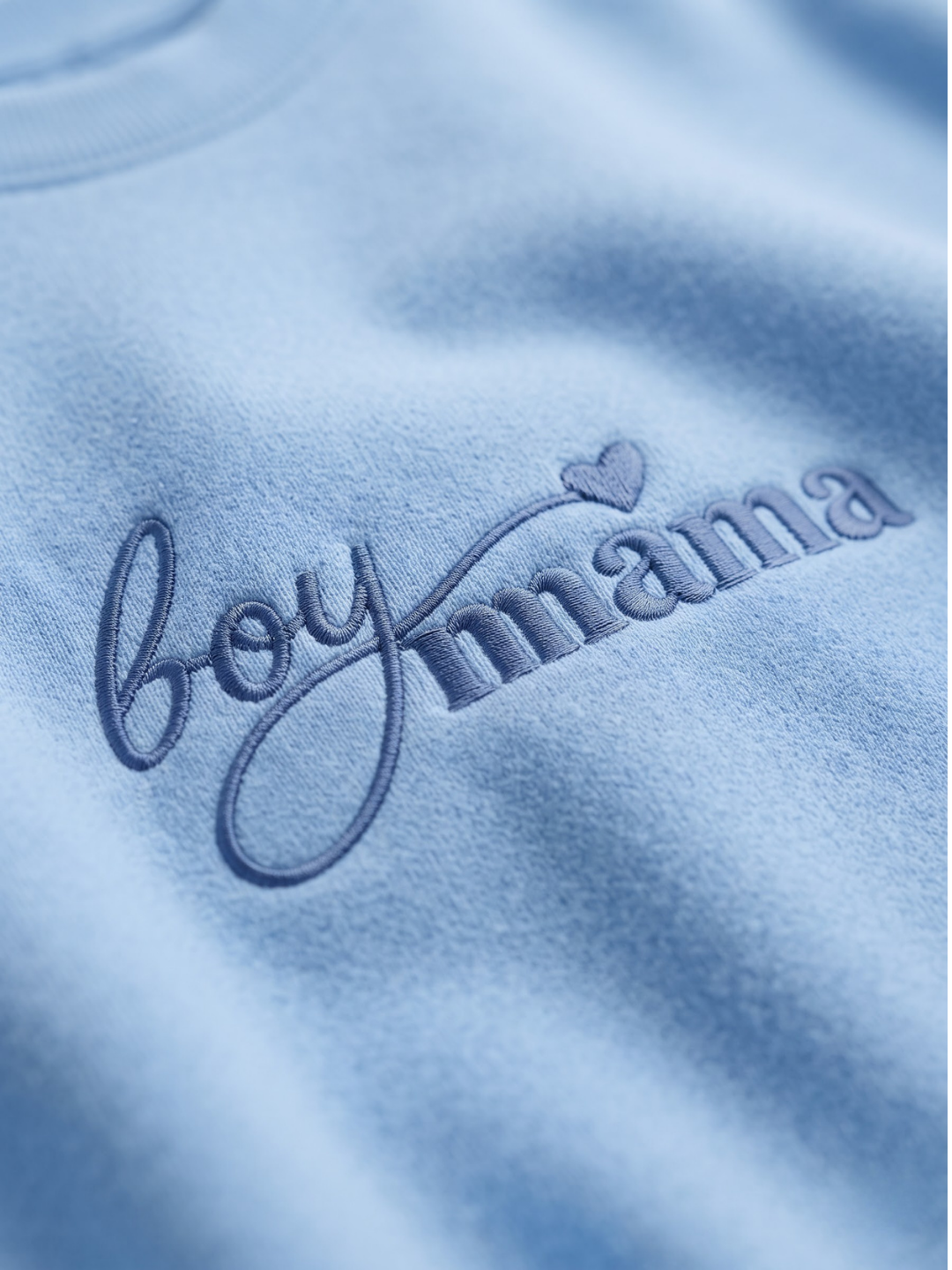 Chaotic Mom Custom Embroided Boy Mama Cursive Script Heart Sweatshirt