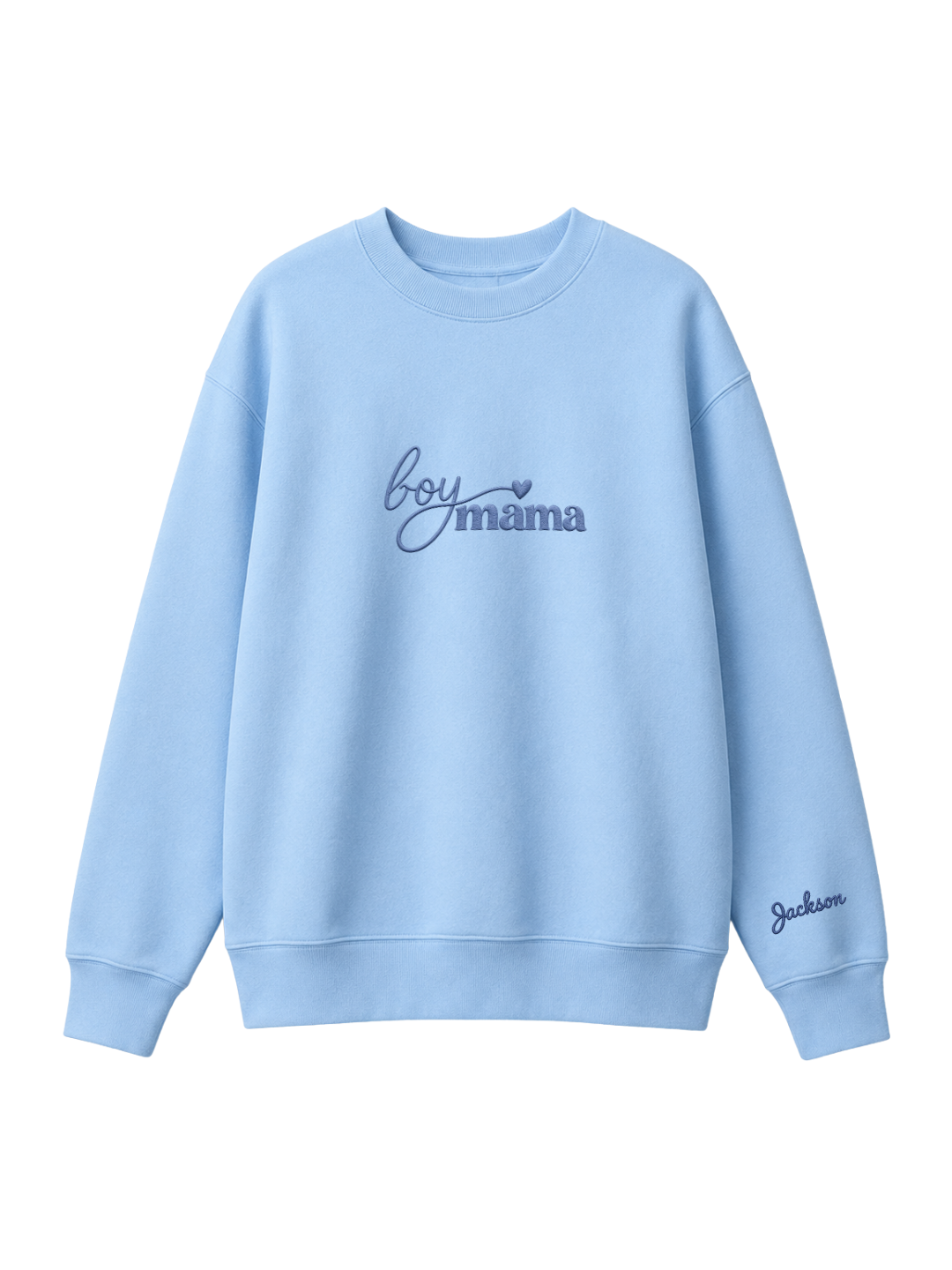 Chaotic Mom Custom Embroided Boy Mama Cursive Script Heart Sweatshirt