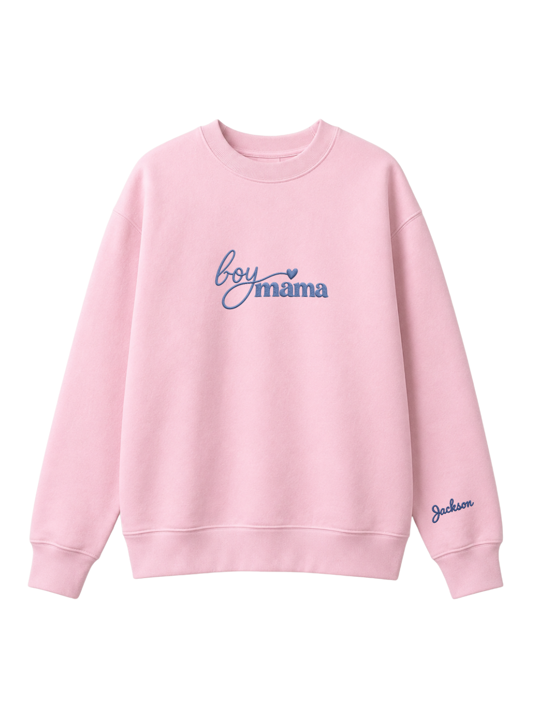 Chaotic Mom Custom Embroided Boy Mama Cursive Script Heart Sweatshirt