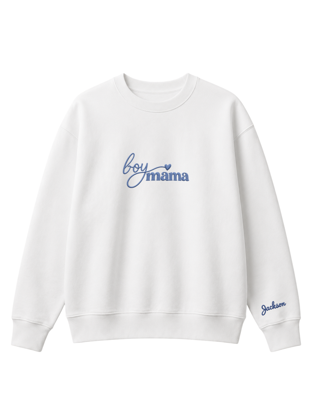 Chaotic Mom Custom Embroided Boy Mama Cursive Script Heart Sweatshirt