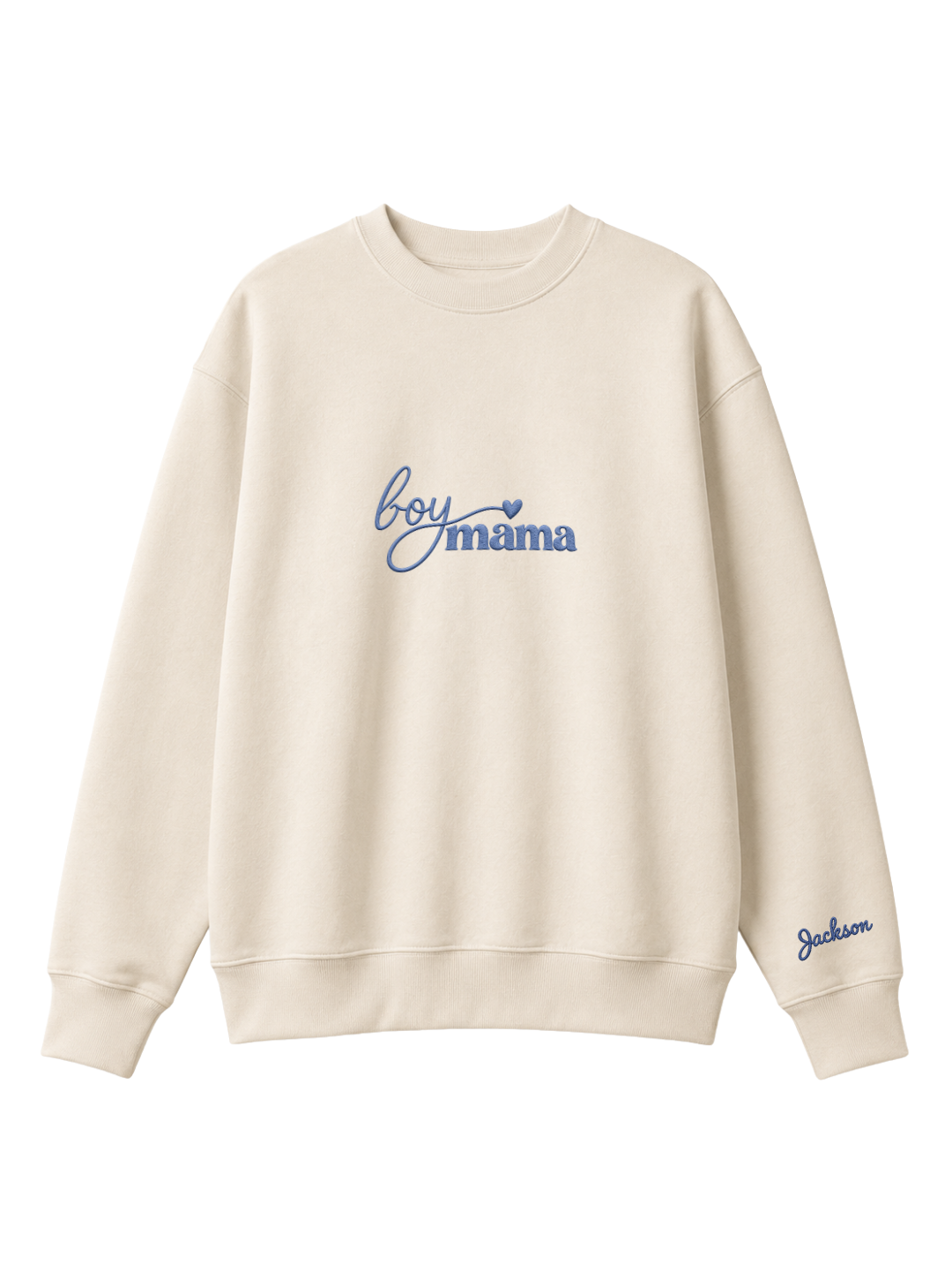 Chaotic Mom Custom Embroided Boy Mama Cursive Script Heart Sweatshirt
