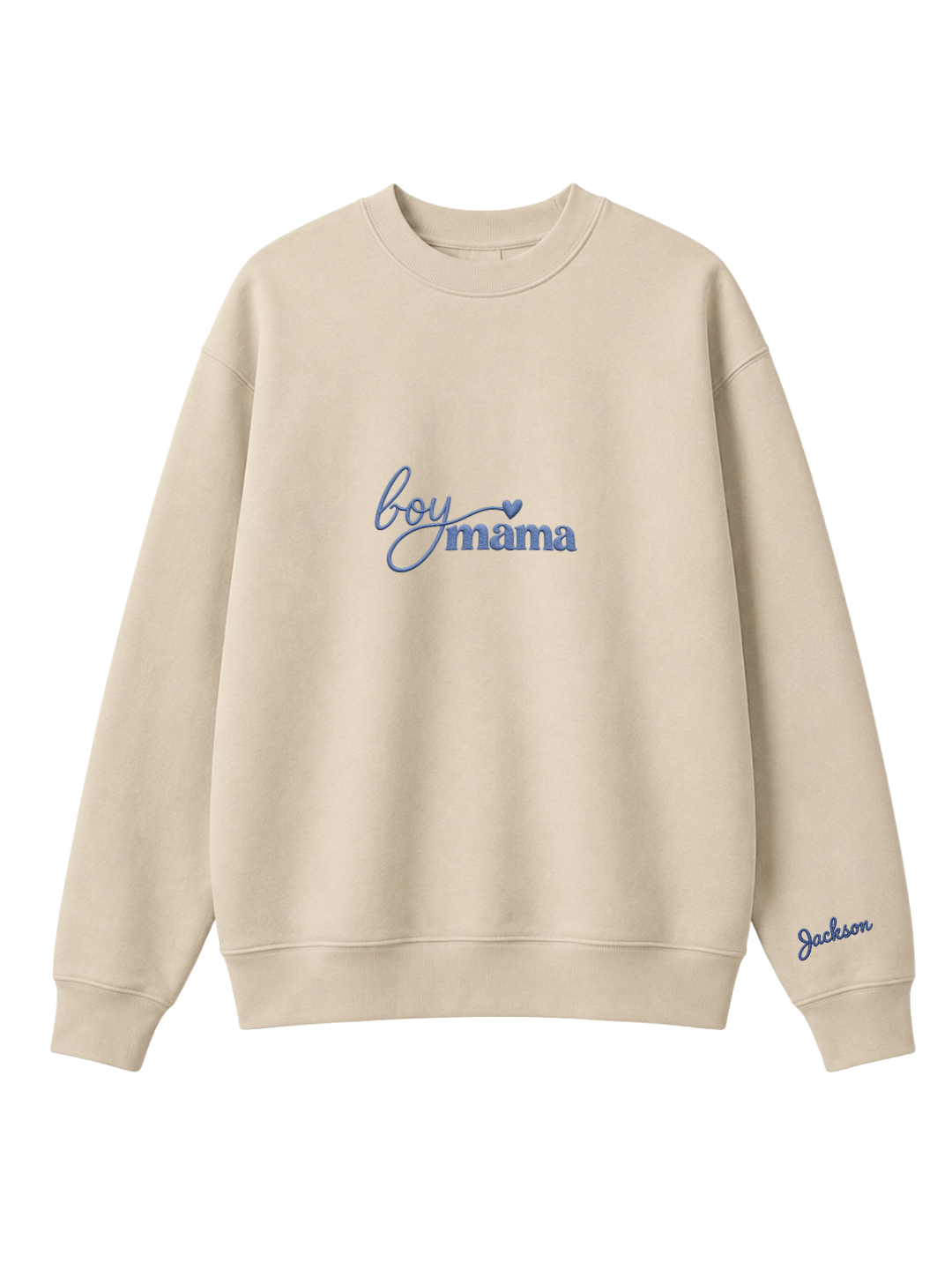Chaotic Mom Custom Embroided Boy Mama Cursive Script Heart Sweatshirt