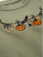 Chaotic Mom Custom Embroided Cute Halloween Charm Garland Spider Web Cuff Sweatshirt