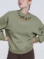 Chaotic Mom Custom Embroided Cute Halloween Charm Garland Spider Web Cuff Sweatshirt