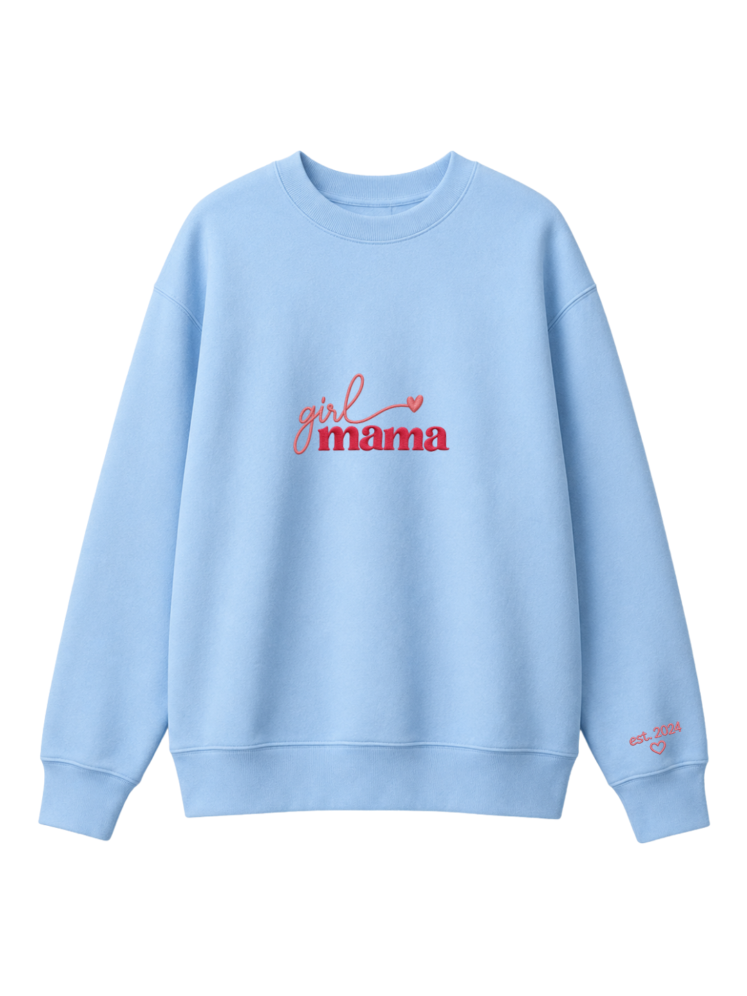 Chaotic Mom Custom Embroided Girl Mama Cursive Script Heart Sweatshirt