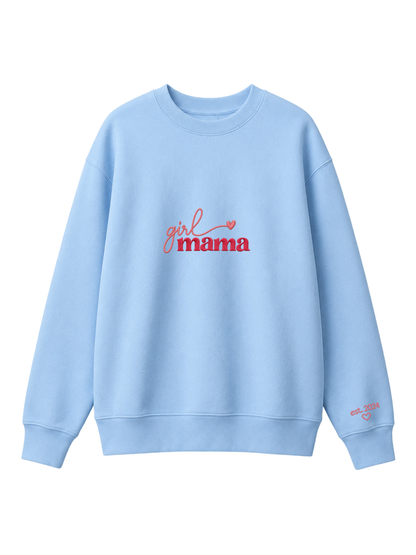 Chaotic Mom Custom Embroided Girl Mama Cursive Script Heart Sweatshirt