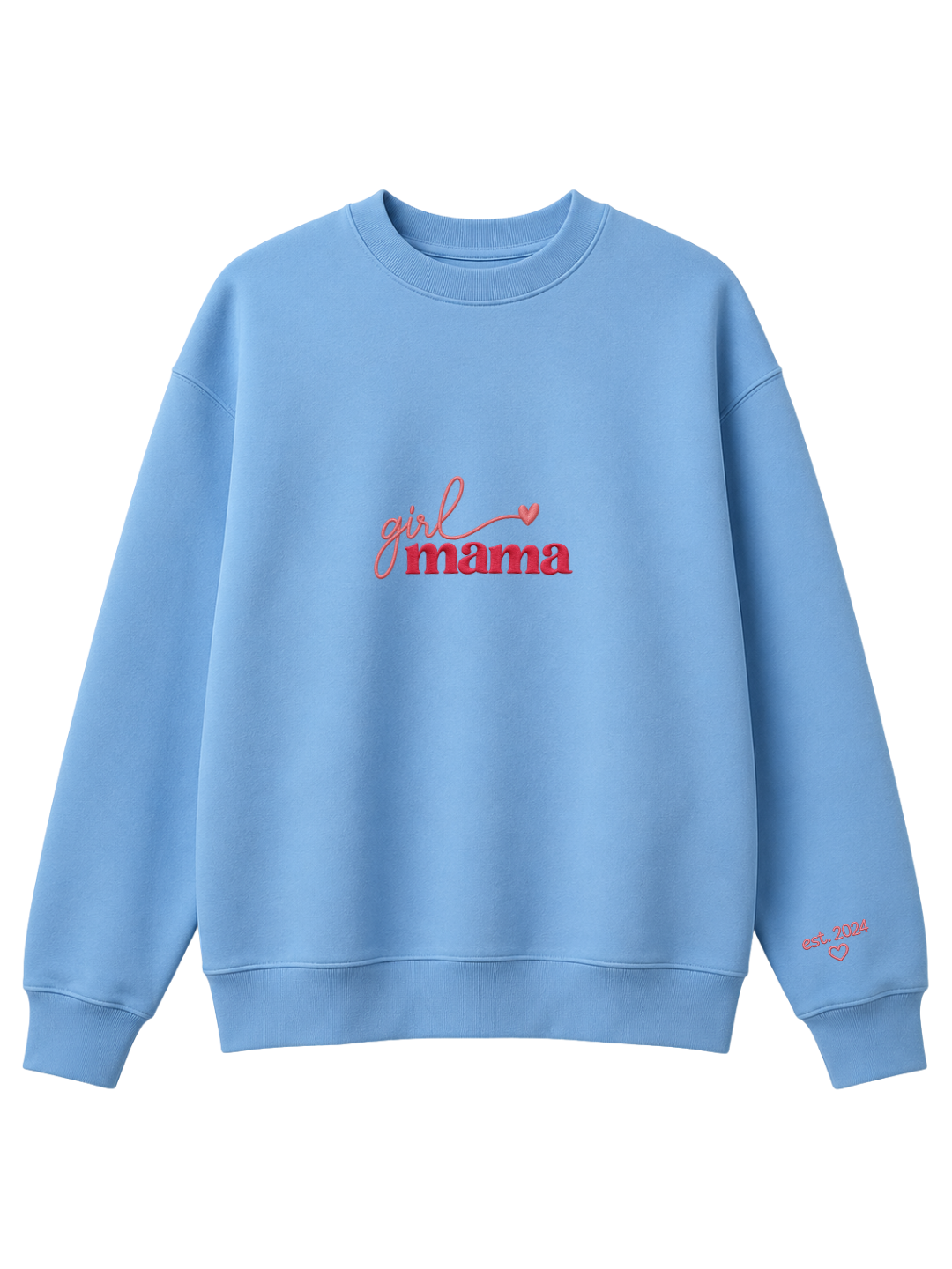 Chaotic Mom Custom Embroided Girl Mama Cursive Script Heart Sweatshirt