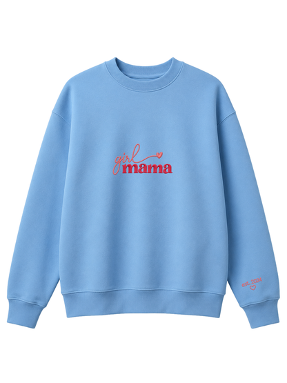 Chaotic Mom Custom Embroided Girl Mama Cursive Script Heart Sweatshirt