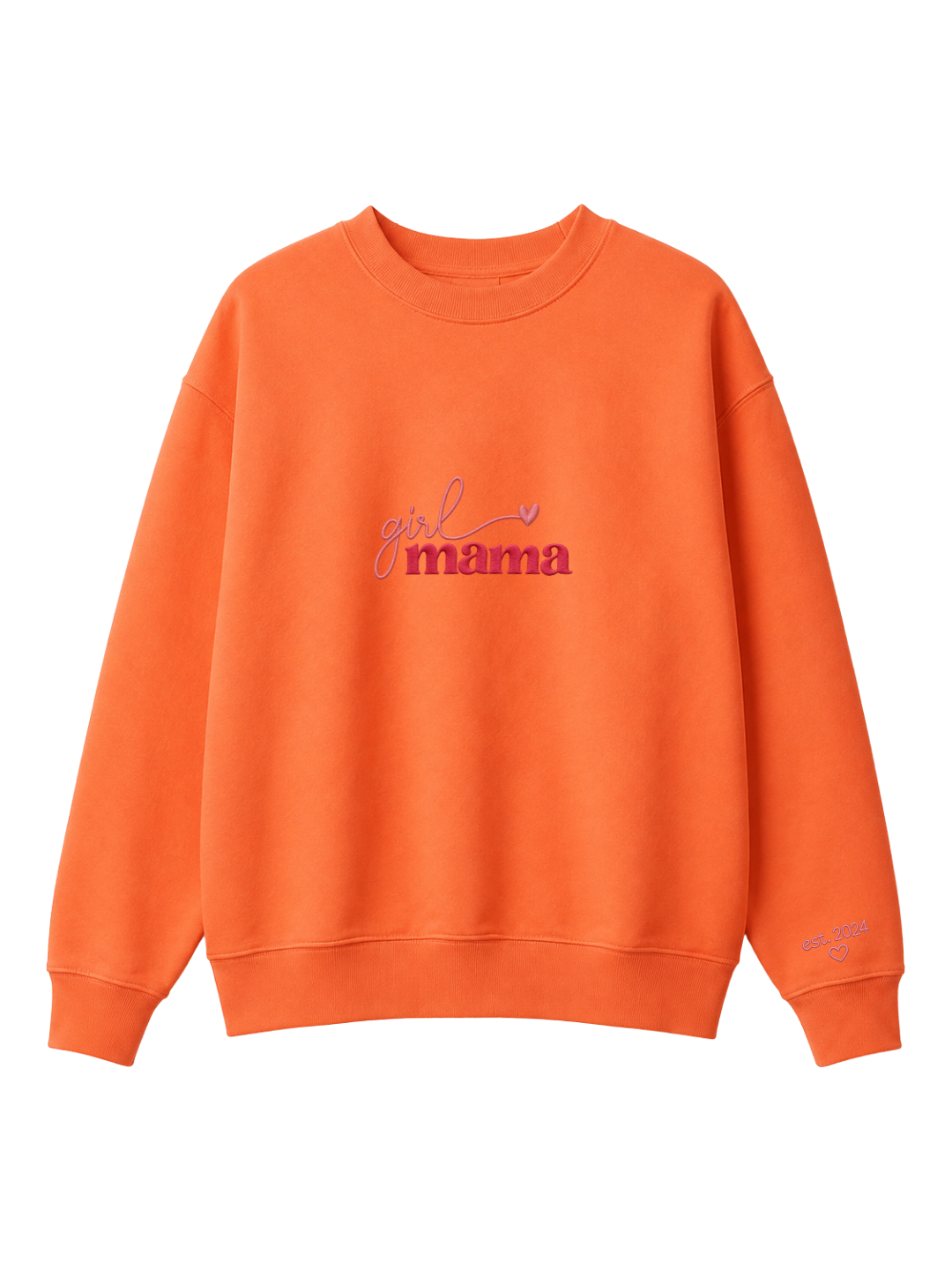 Chaotic Mom Custom Embroided Girl Mama Cursive Script Heart Sweatshirt
