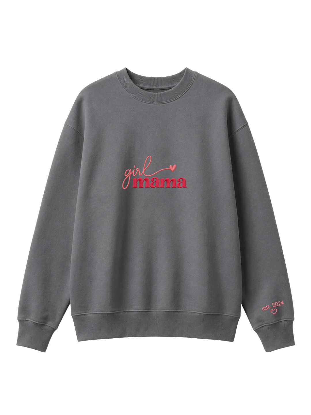 Chaotic Mom Custom Embroided Girl Mama Cursive Script Heart Sweatshirt