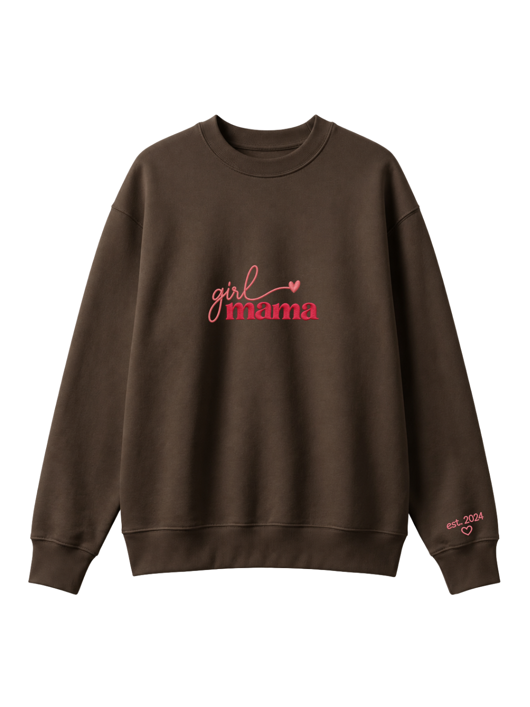 Chaotic Mom Custom Embroided Girl Mama Cursive Script Heart Sweatshirt