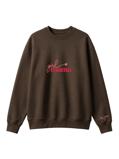 Chaotic Mom Custom Embroided Girl Mama Cursive Script Heart Sweatshirt