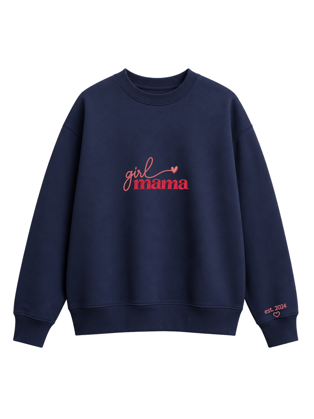 Chaotic Mom Custom Embroided Girl Mama Cursive Script Heart Sweatshirt
