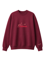 Chaotic Mom Custom Embroided Girl Mama Cursive Script Heart Sweatshirt