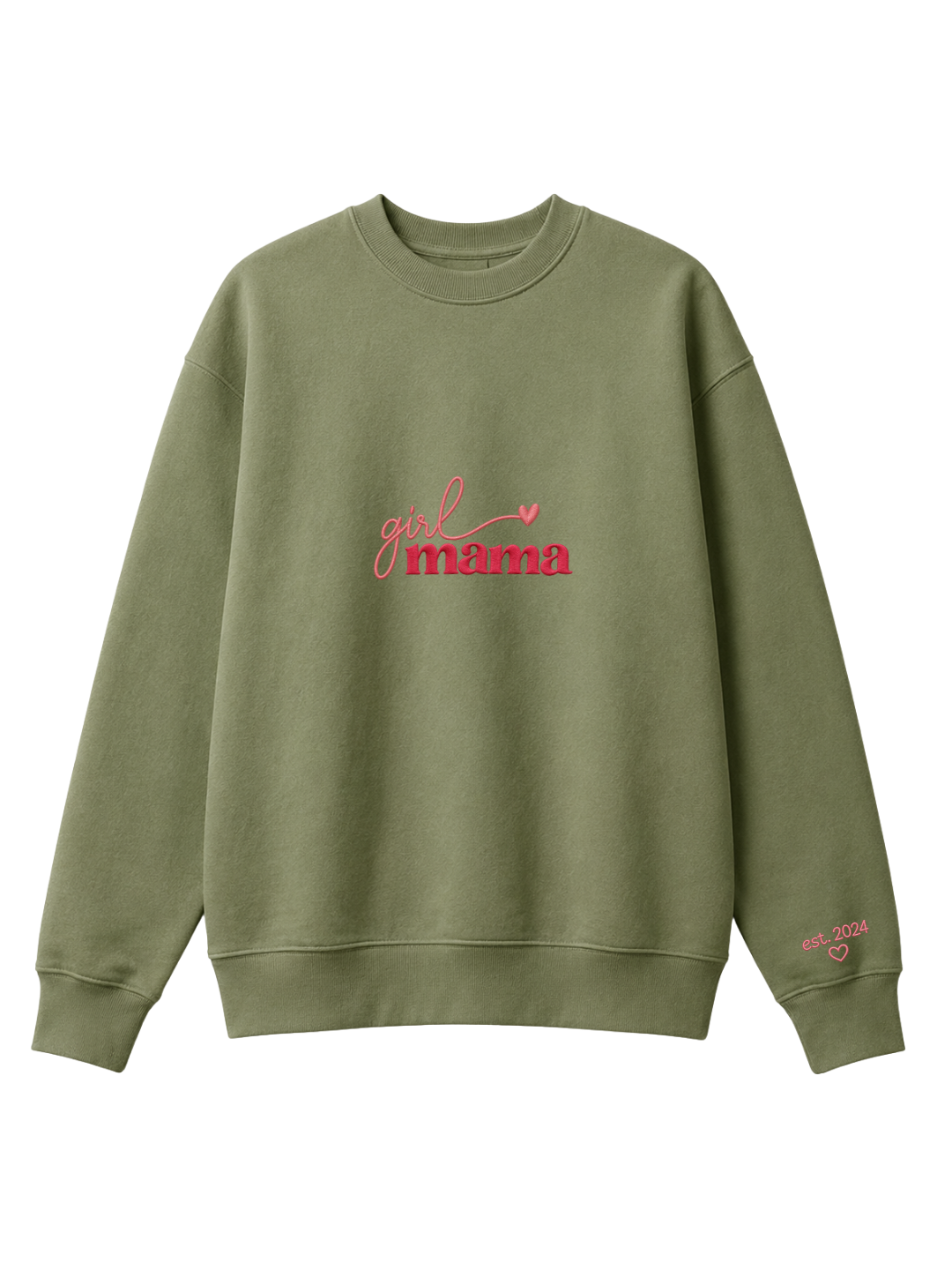 Chaotic Mom Custom Embroided Girl Mama Cursive Script Heart Sweatshirt