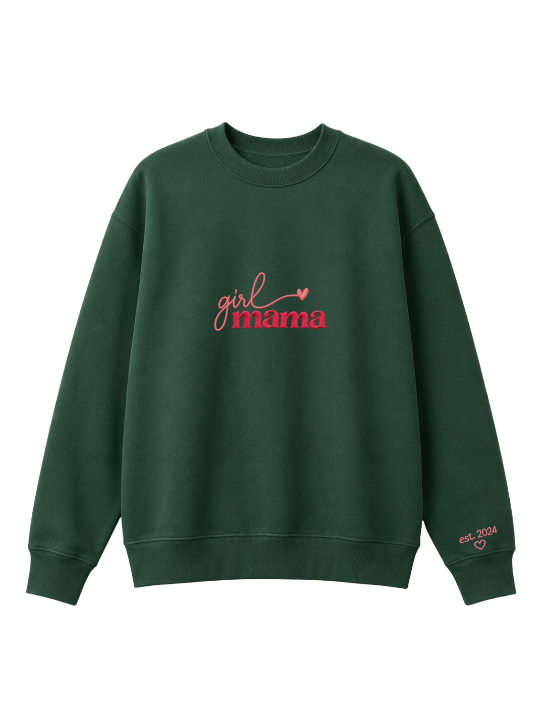Chaotic Mom Custom Embroided Girl Mama Cursive Script Heart Sweatshirt